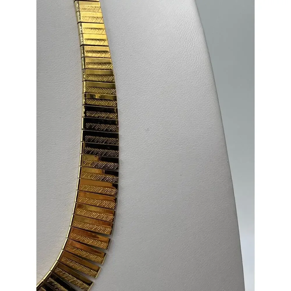 Napier Choker Gold Tone Egyptian Revival Tailored Signed VTG 80s Collar Necklace
